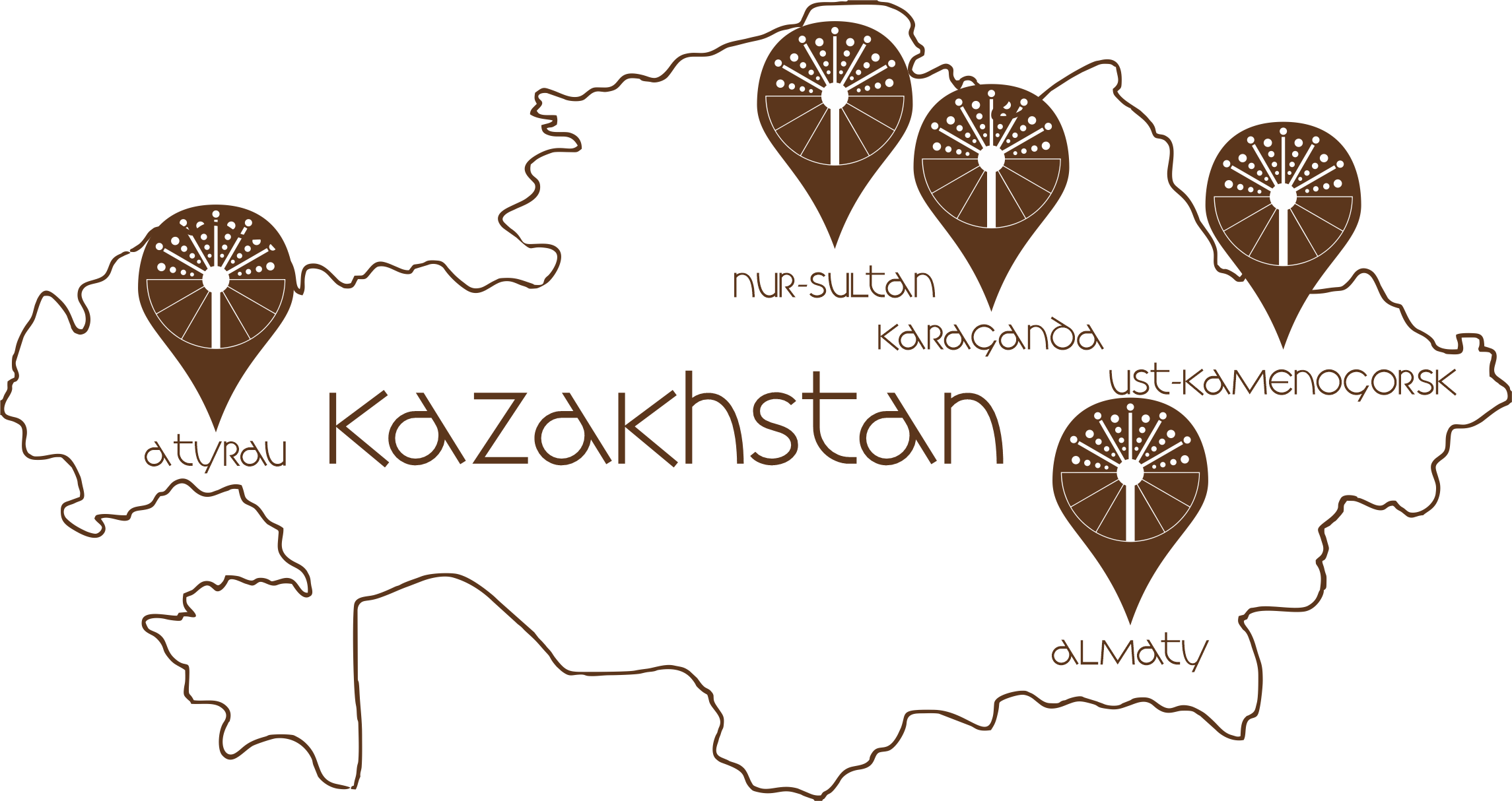 Карта магазинов в Казахстане