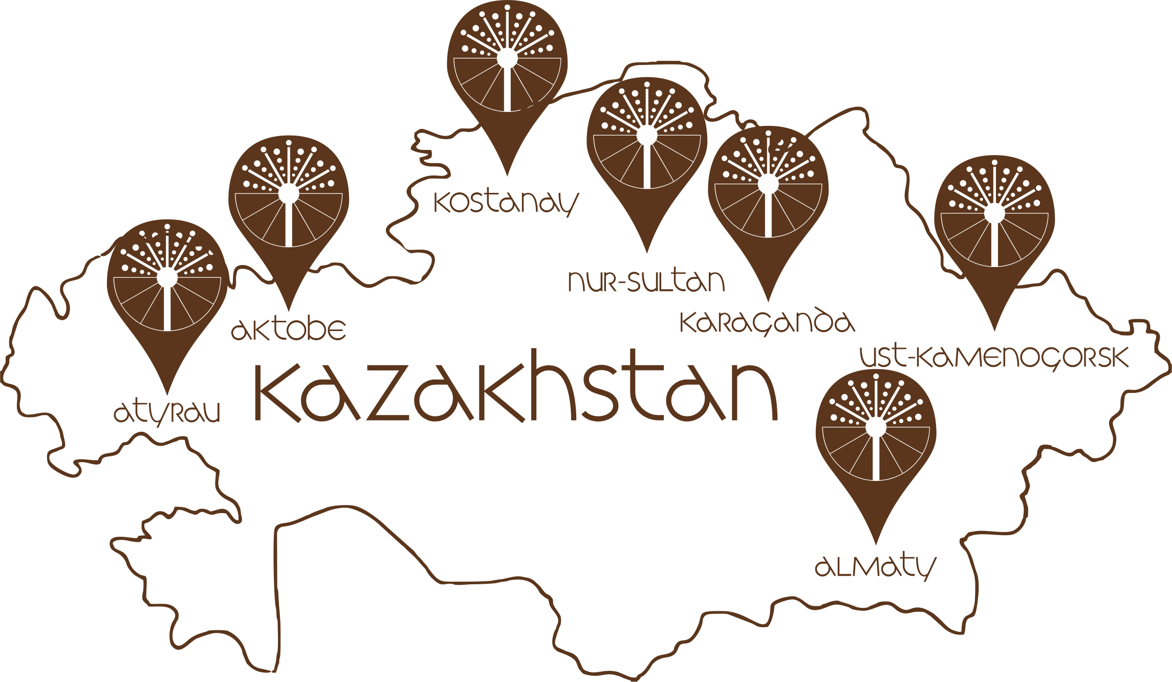 Карта  магазинов в Казахстане