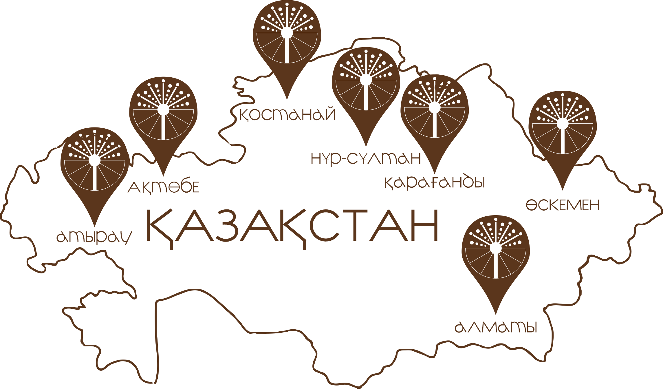 Карта  магазинов в Казахстане